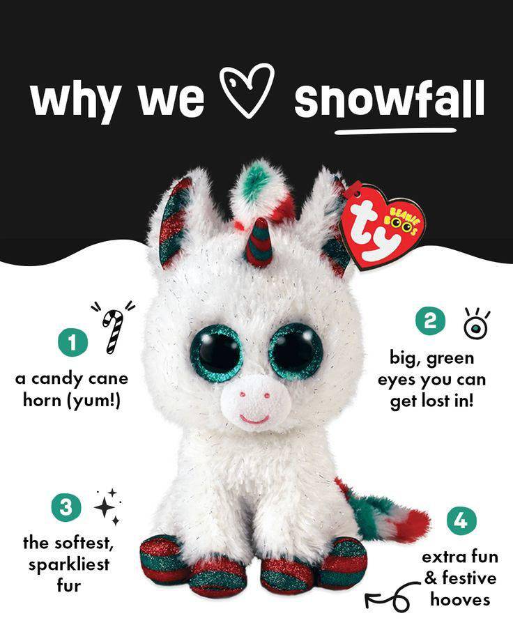 Plush Ty Beanie Boos Snowfall Christmas Unicorn 15cm - Albagame